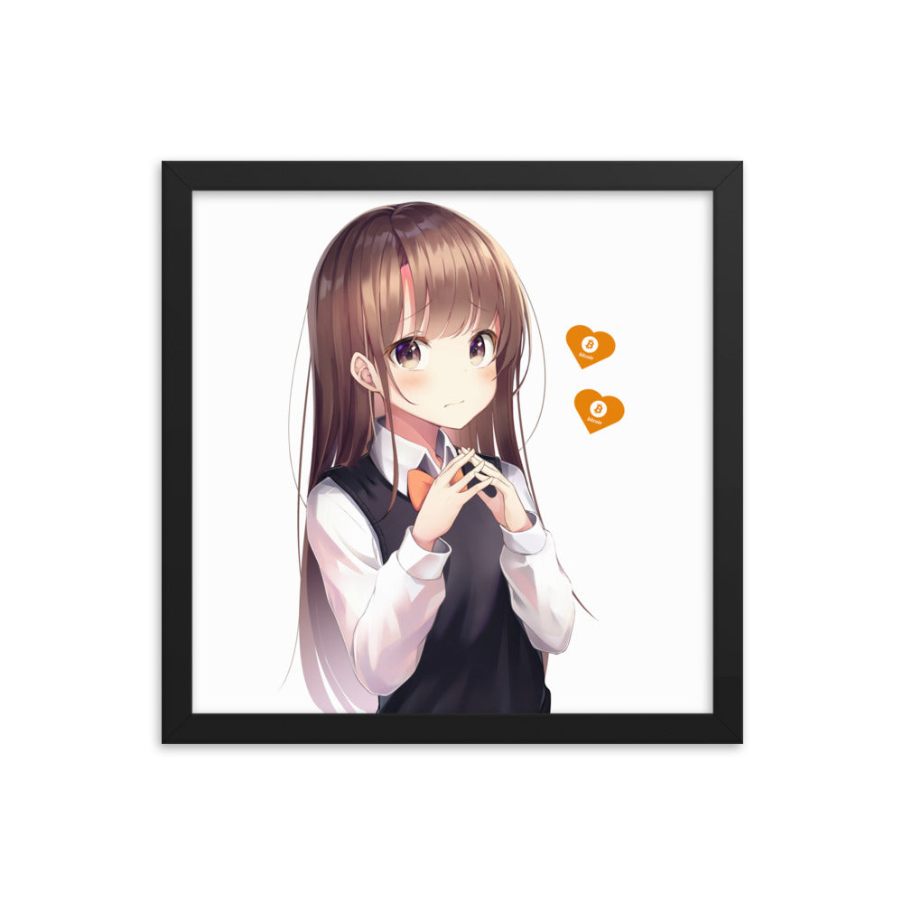 Bitcoin Love Anime Girl Framed poster