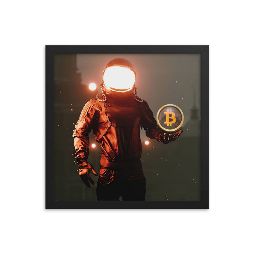 Red Bitcoin Astronaut Framed poster