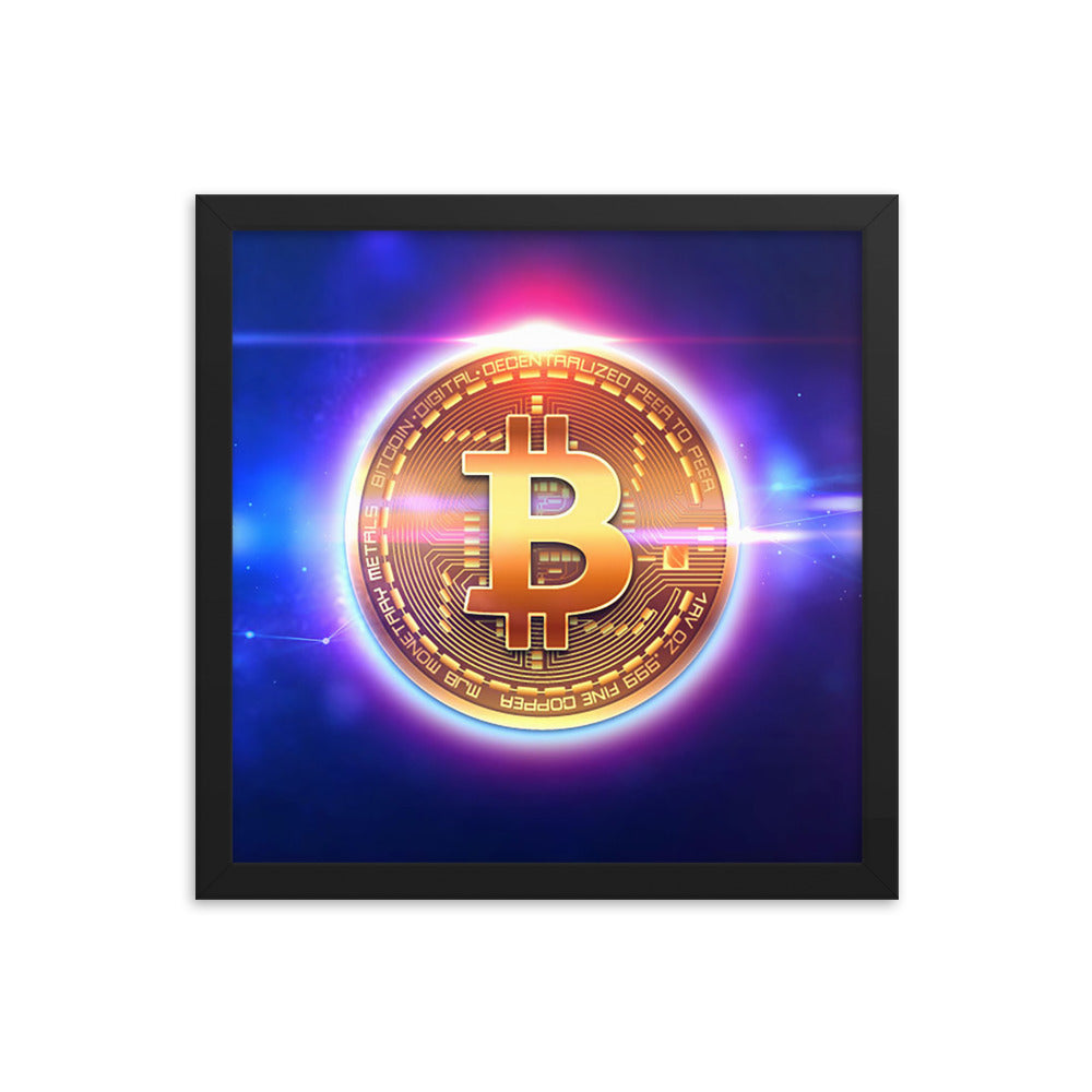 Neon Glow Bitcoin Framed poster