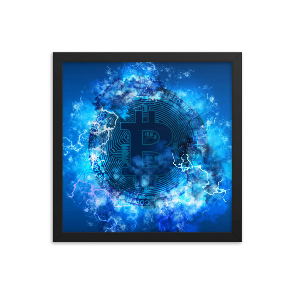 Blue Bitcoin Portal Framed poster