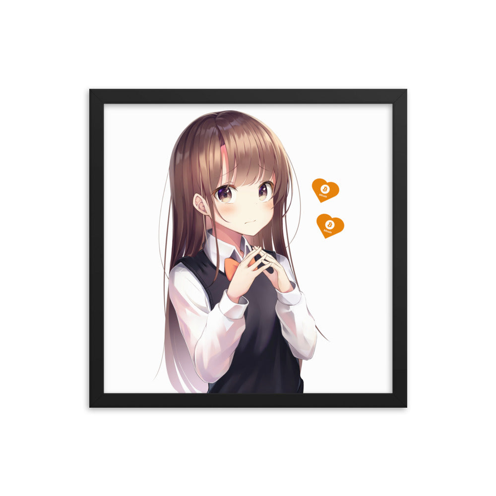 Bitcoin Love Anime Girl Framed poster