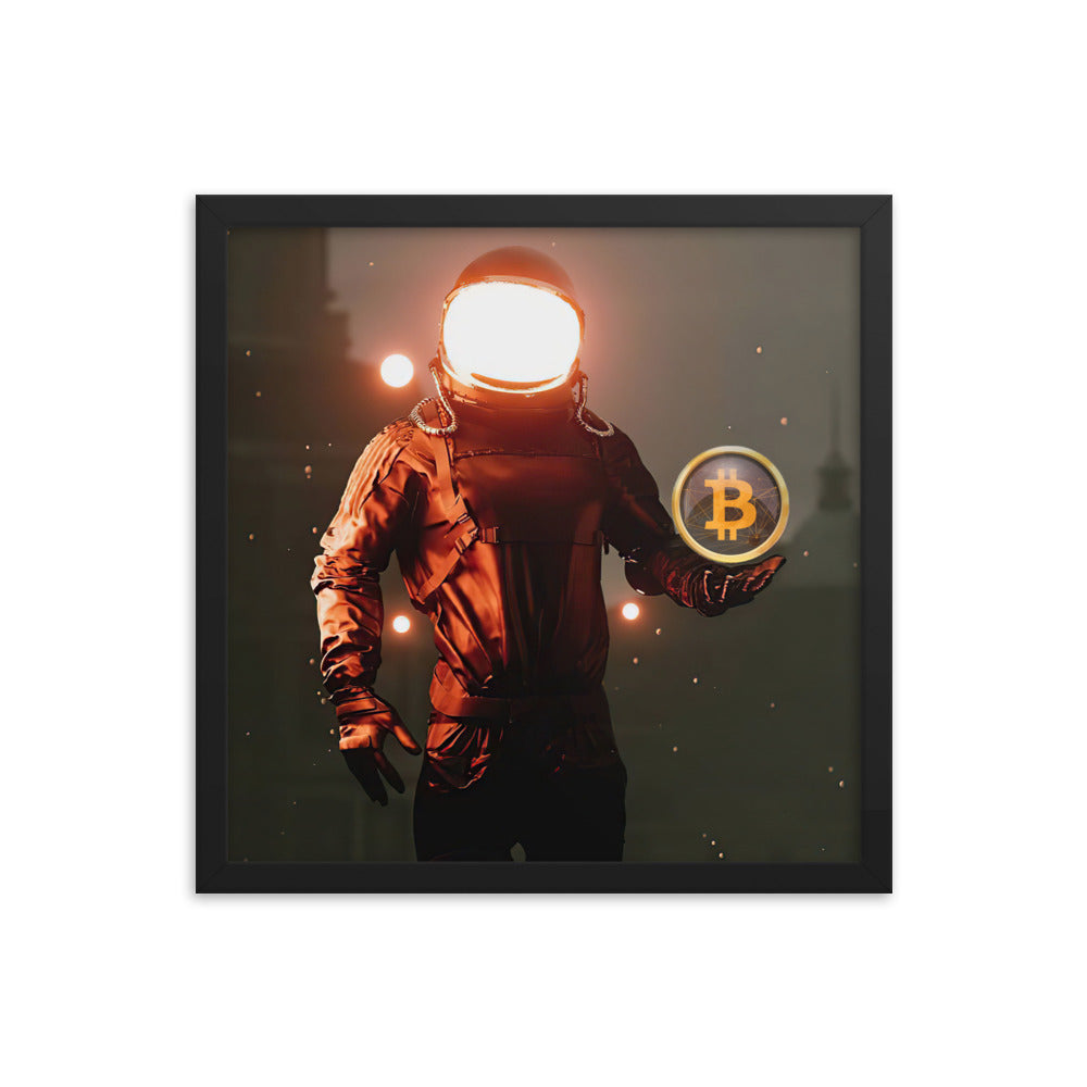 Red Bitcoin Astronaut Framed poster