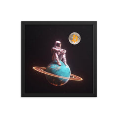 Bitcoin Astronaut on Saturn Framed Poster | By PhilanthroBit