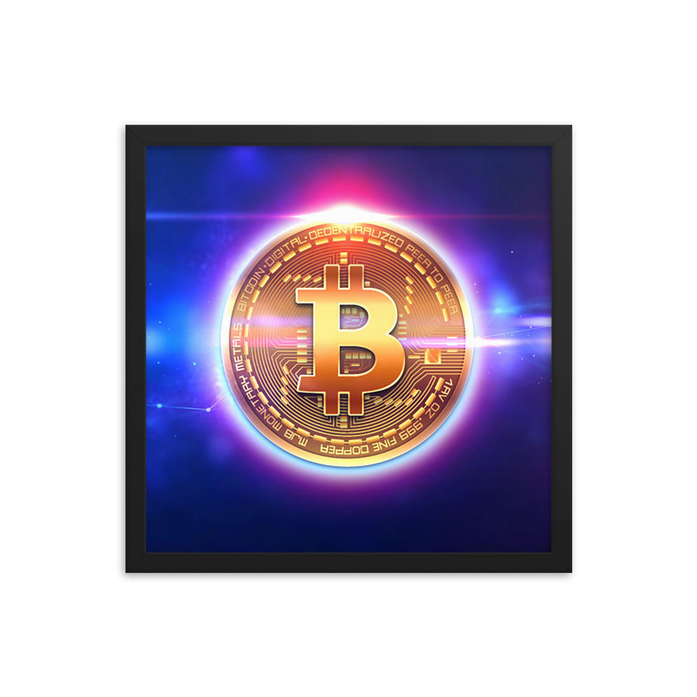 Neon Glow Bitcoin Framed poster