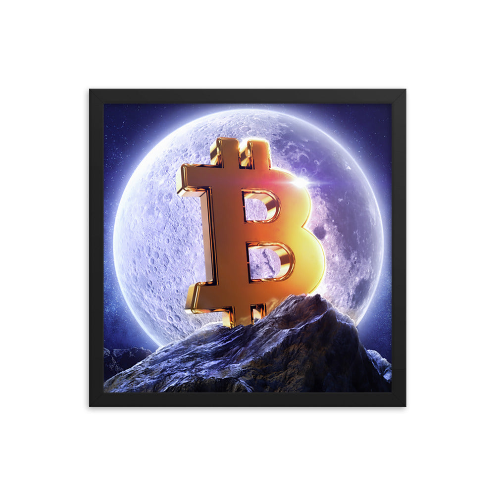 Bitcoin Under a Full Moon Framed poster