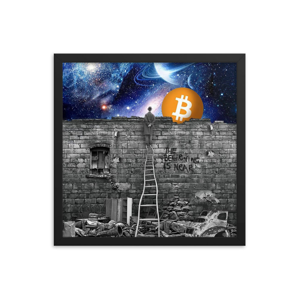 Believing in Bitcoin Framed poster, 16x16, by PhilanthroBit