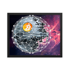 Bitcoin Deathstar Wood Framed poster | By PhilanthroBit