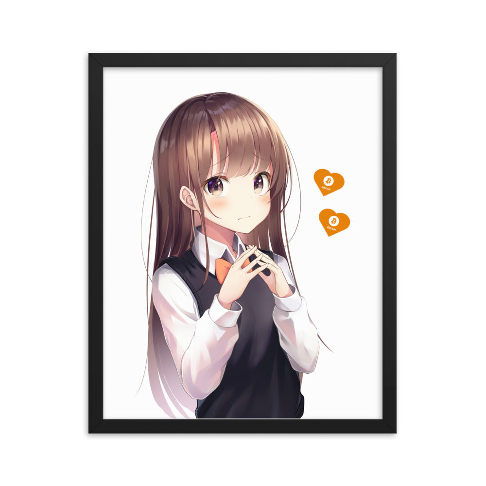 Bitcoin Love Anime Girl Framed poster