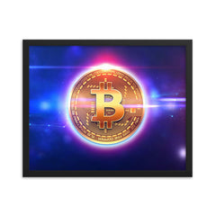 Neon Glow Bitcoin Framed poster