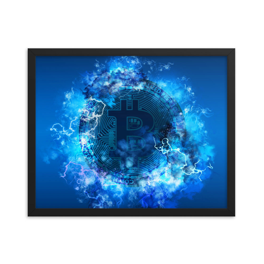 Blue Bitcoin Portal Framed poster