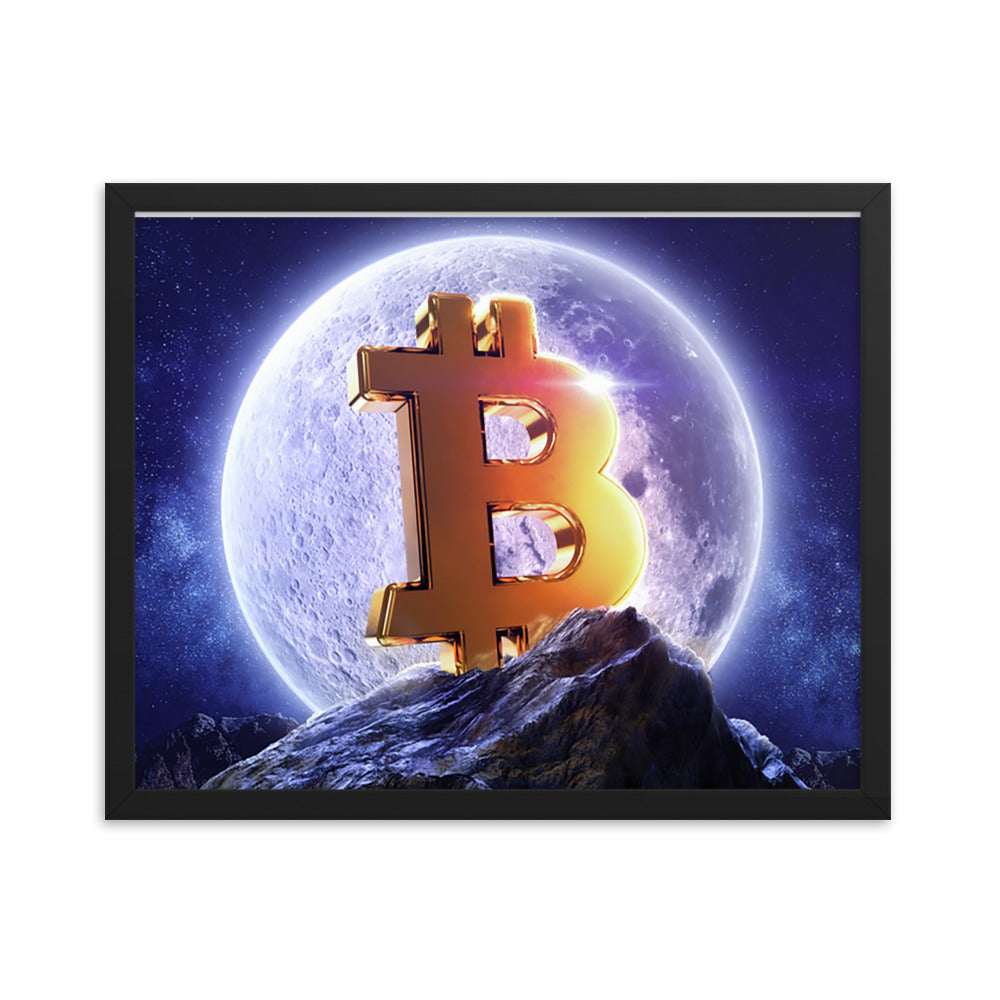 Bitcoin Under a Full Moon Framed poster