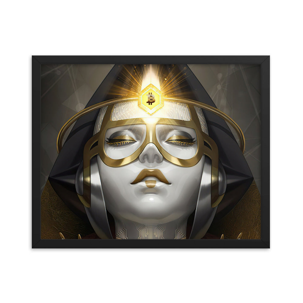 Bitcoin Avatar Lady framed poster - the future of money, 16x20, by PhilanthroBit