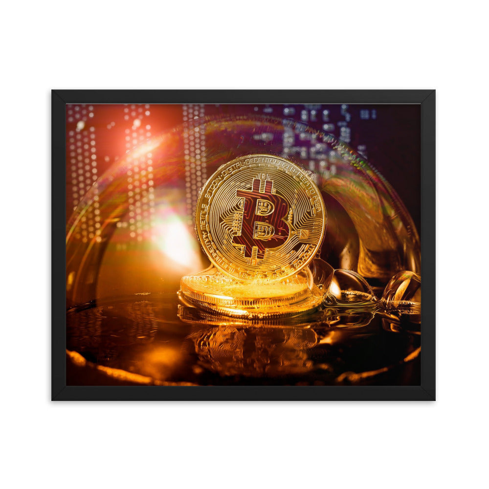 Bitcoin Golden Bubble - Wood Framed Poster | By PhilanthroBit