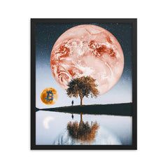 Bitcoin moon landscape Framed poster