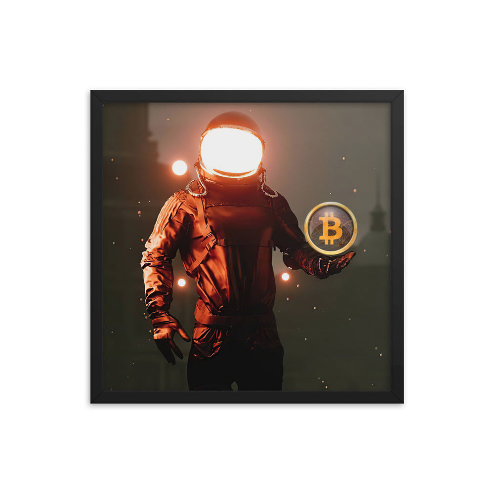 Red Bitcoin Astronaut Framed poster