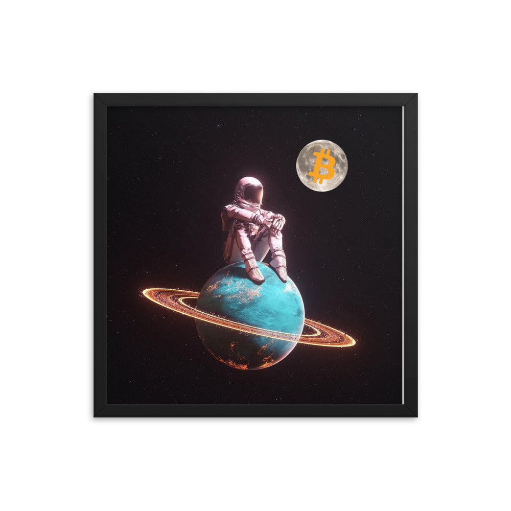 Bitcoin Astronaut on Saturn Framed Poster | By PhilanthroBit