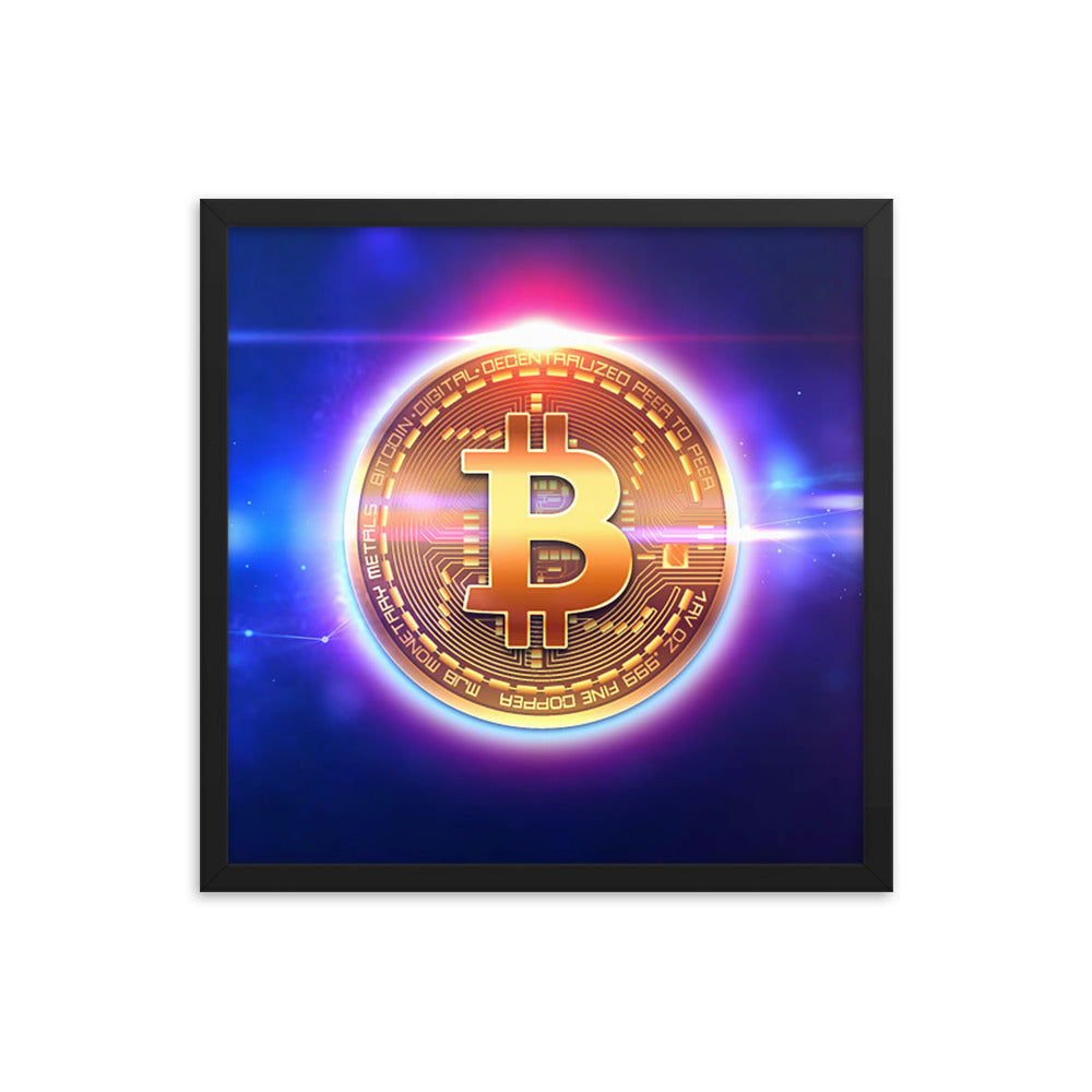 Neon Glow Bitcoin Framed poster