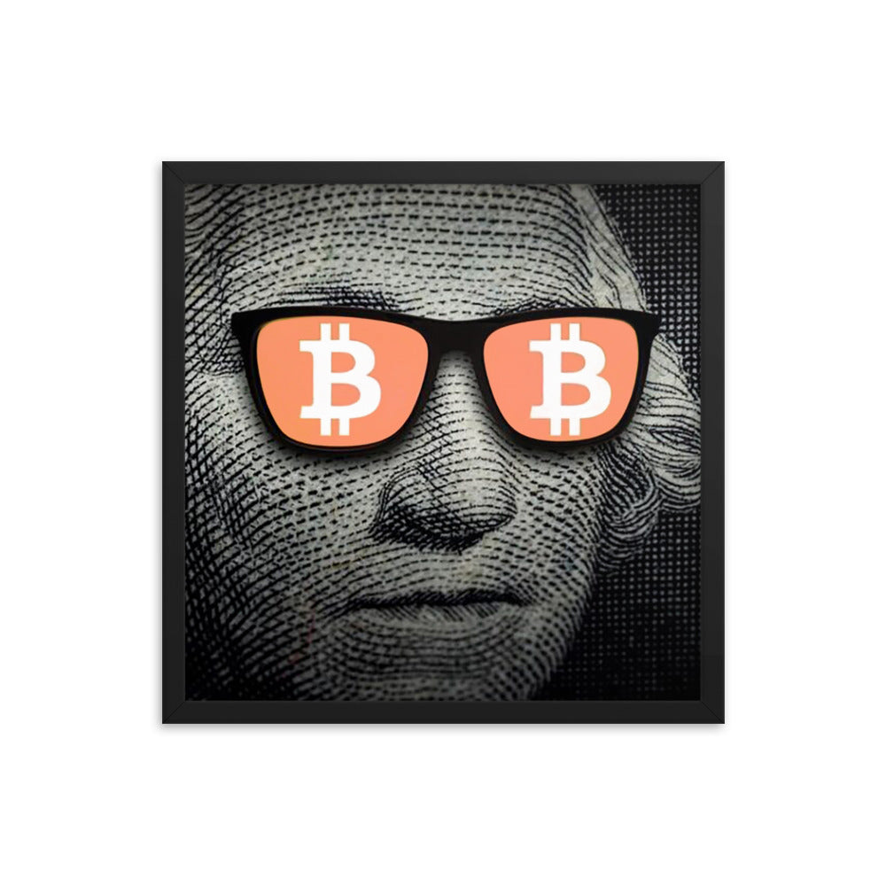 Washington Bitcoin Glasses Framed poster