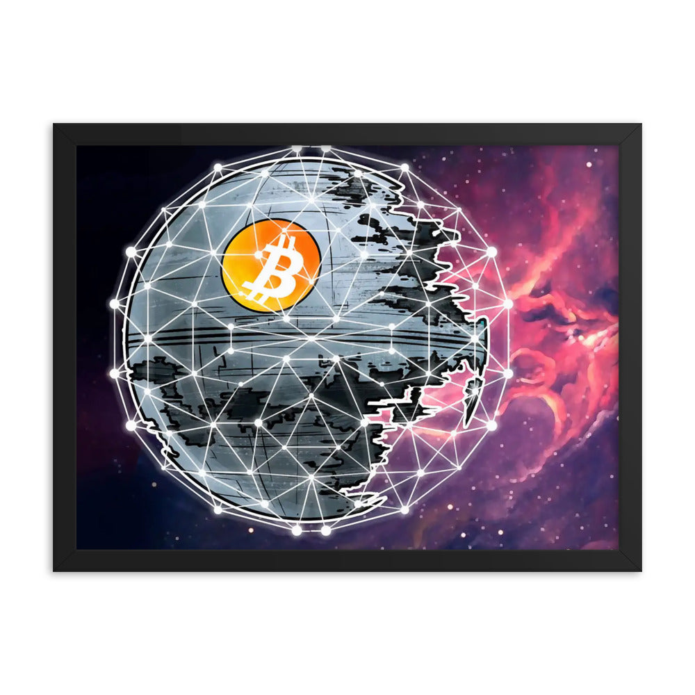 Bitcoin Deathstar Wood Framed poster | By PhilanthroBit