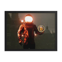 Red Bitcoin Astronaut Framed poster