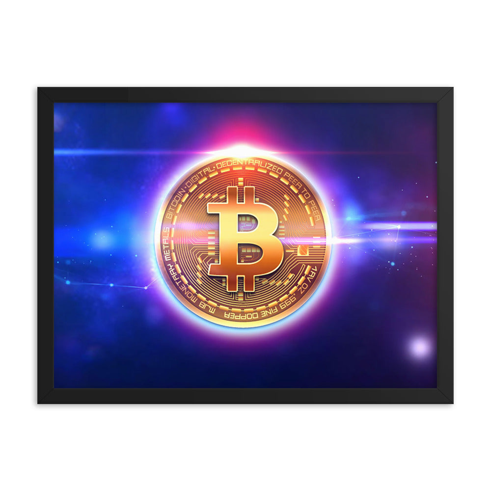 Neon Glow Bitcoin Framed poster