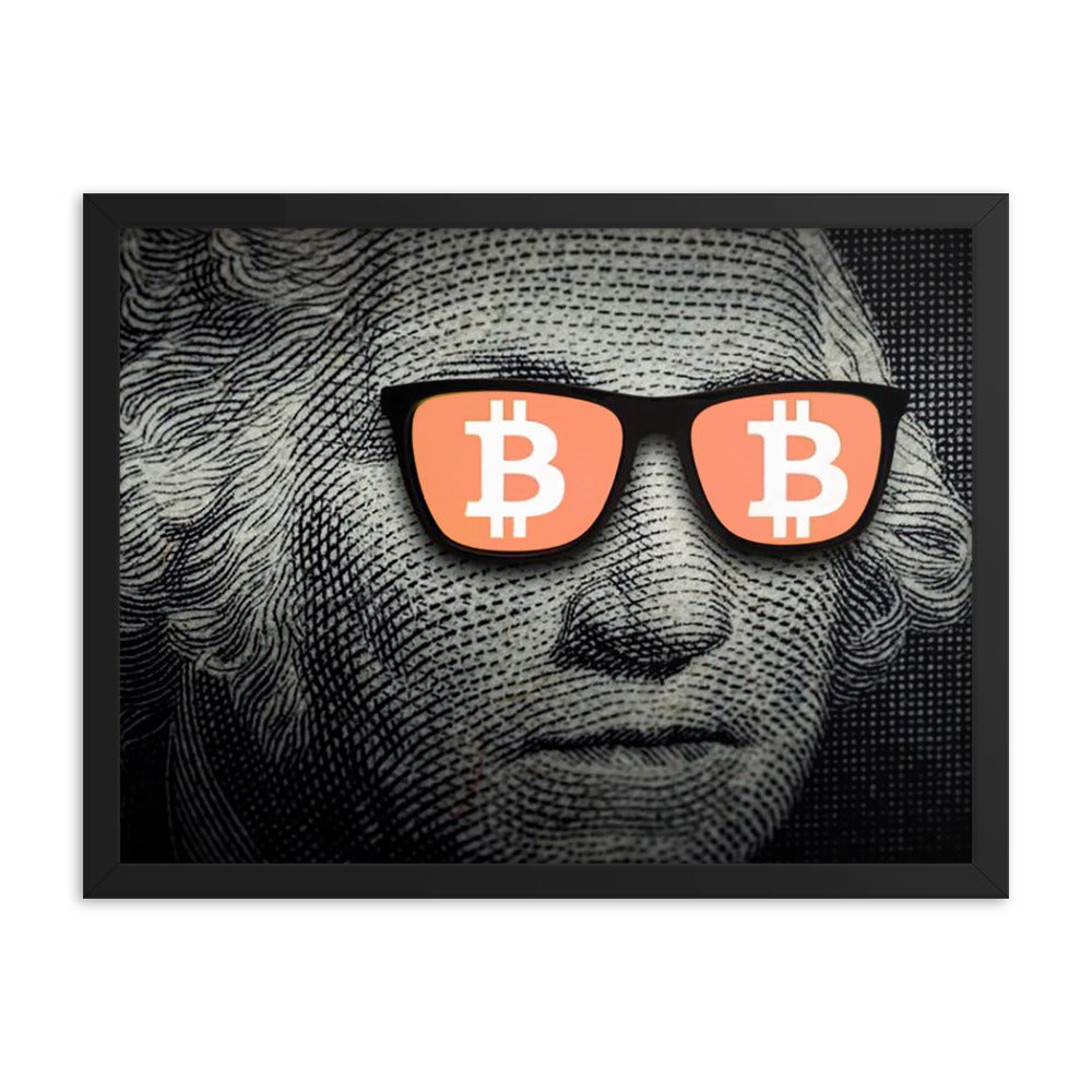 Washington Bitcoin Glasses Framed poster