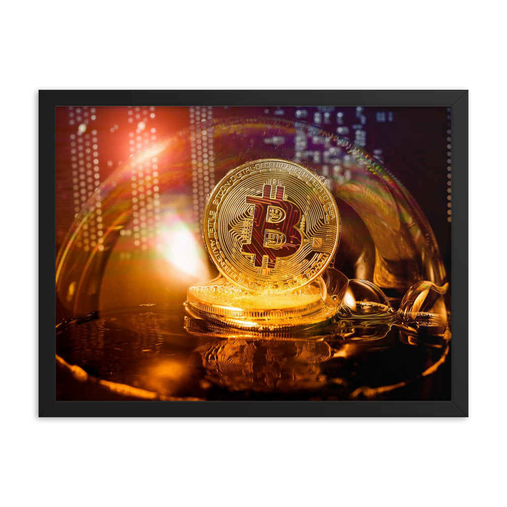 Bitcoin Golden Bubble - Wood Framed Poster | By PhilanthroBit