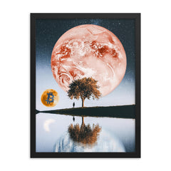 Bitcoin moon landscape Framed poster