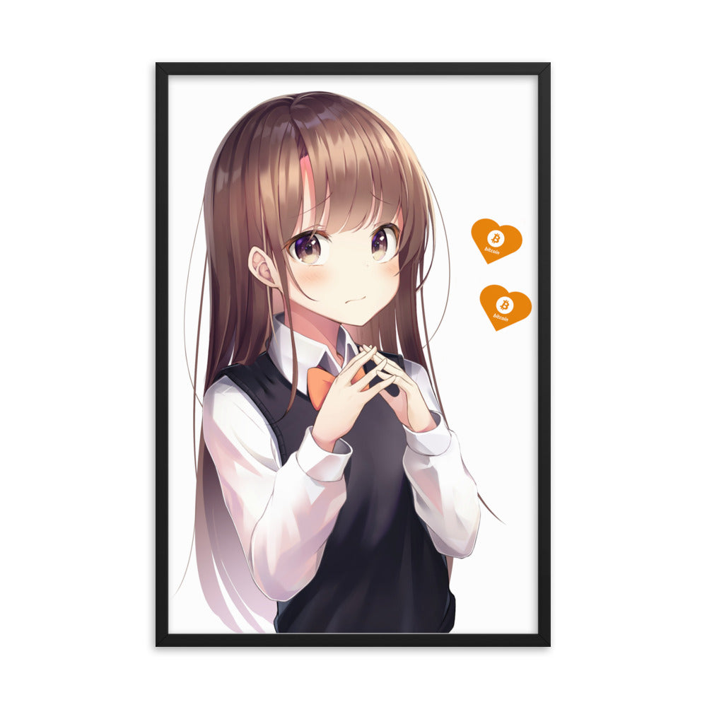 Bitcoin Love Anime Girl Framed poster