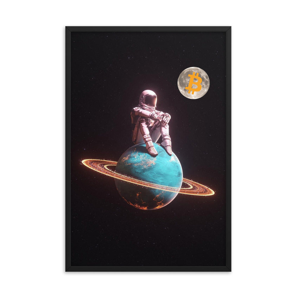 Bitcoin Astronaut on Saturn Framed Poster | By PhilanthroBit