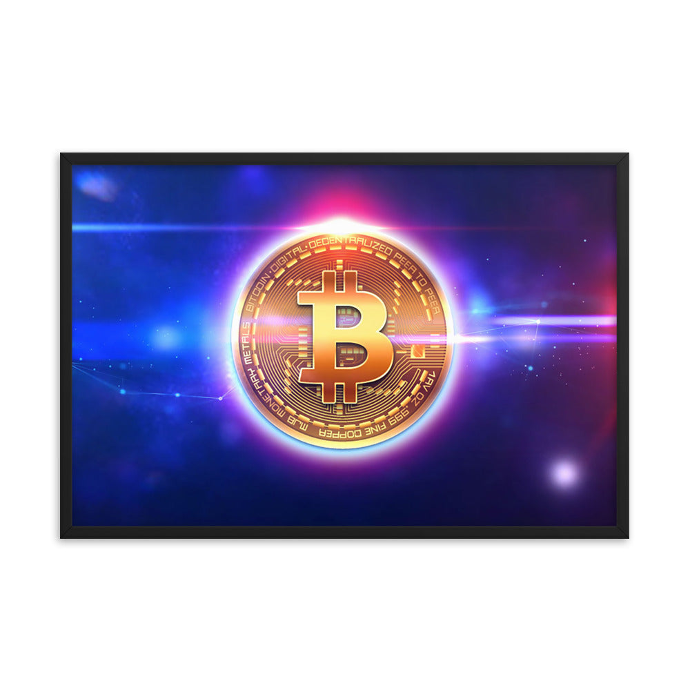 Neon Glow Bitcoin Framed poster