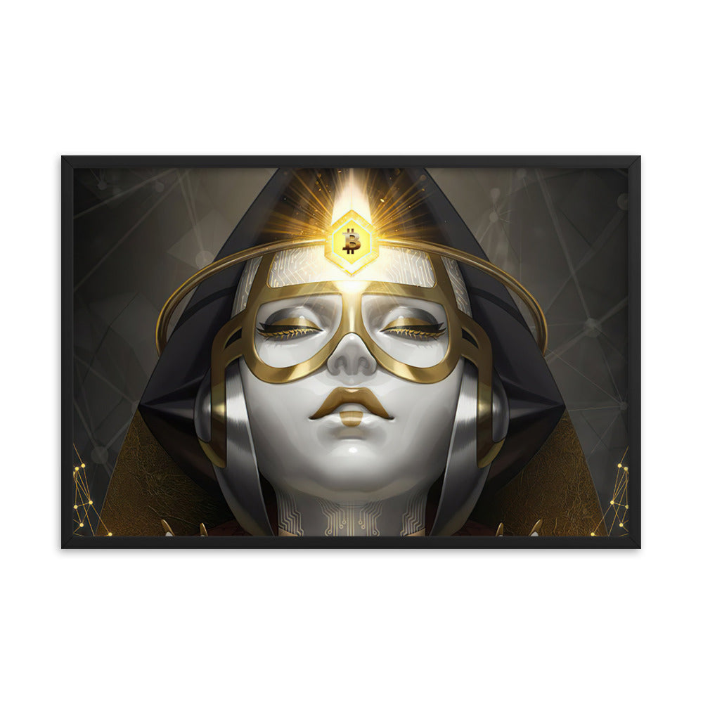 Bitcoin Avatar Lady framed poster - the future of money, 24x36, by PhilanthroBit