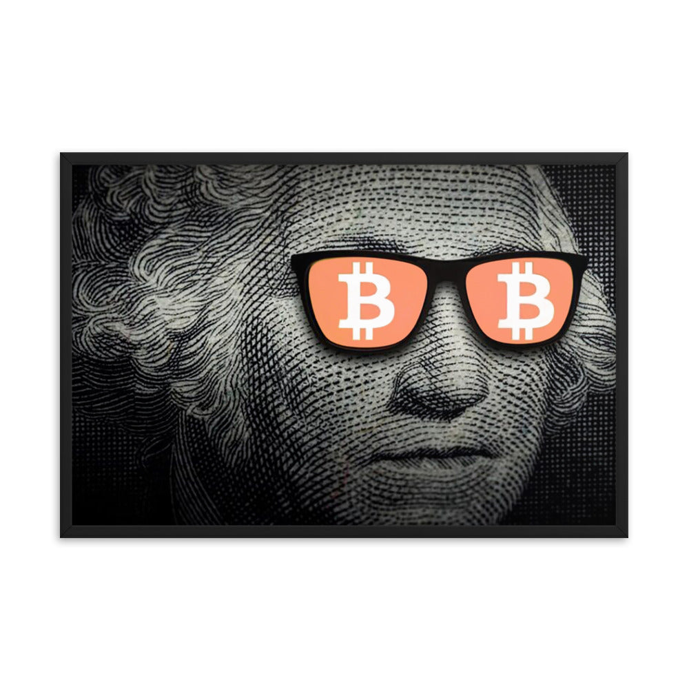 Washington Bitcoin Glasses Framed poster