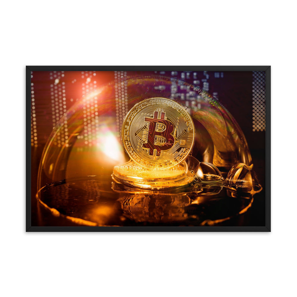 Bitcoin Golden Bubble - Wood Framed Poster | By PhilanthroBit