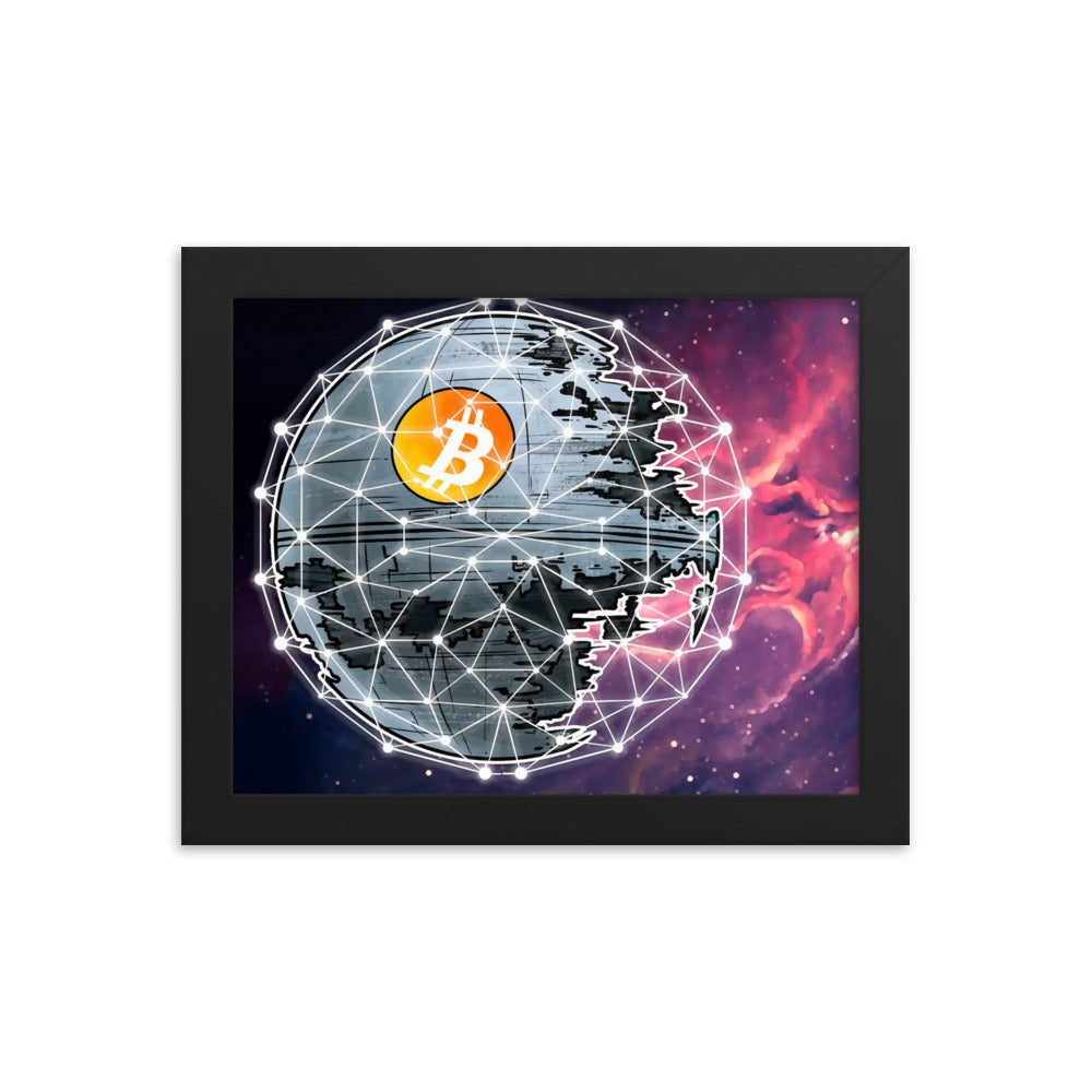 Bitcoin Deathstar Wood Framed poster | By PhilanthroBit