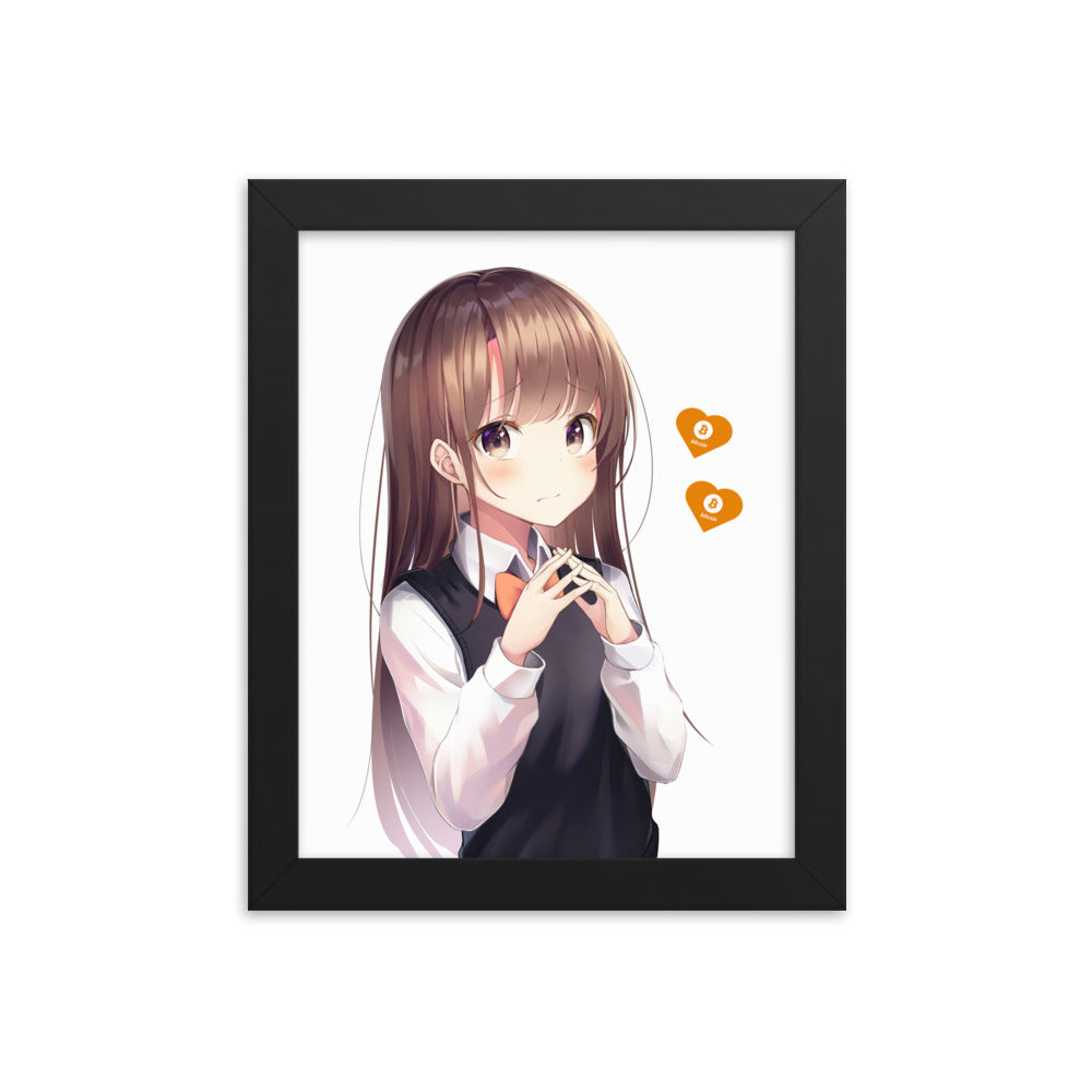 Bitcoin Love Anime Girl Framed poster