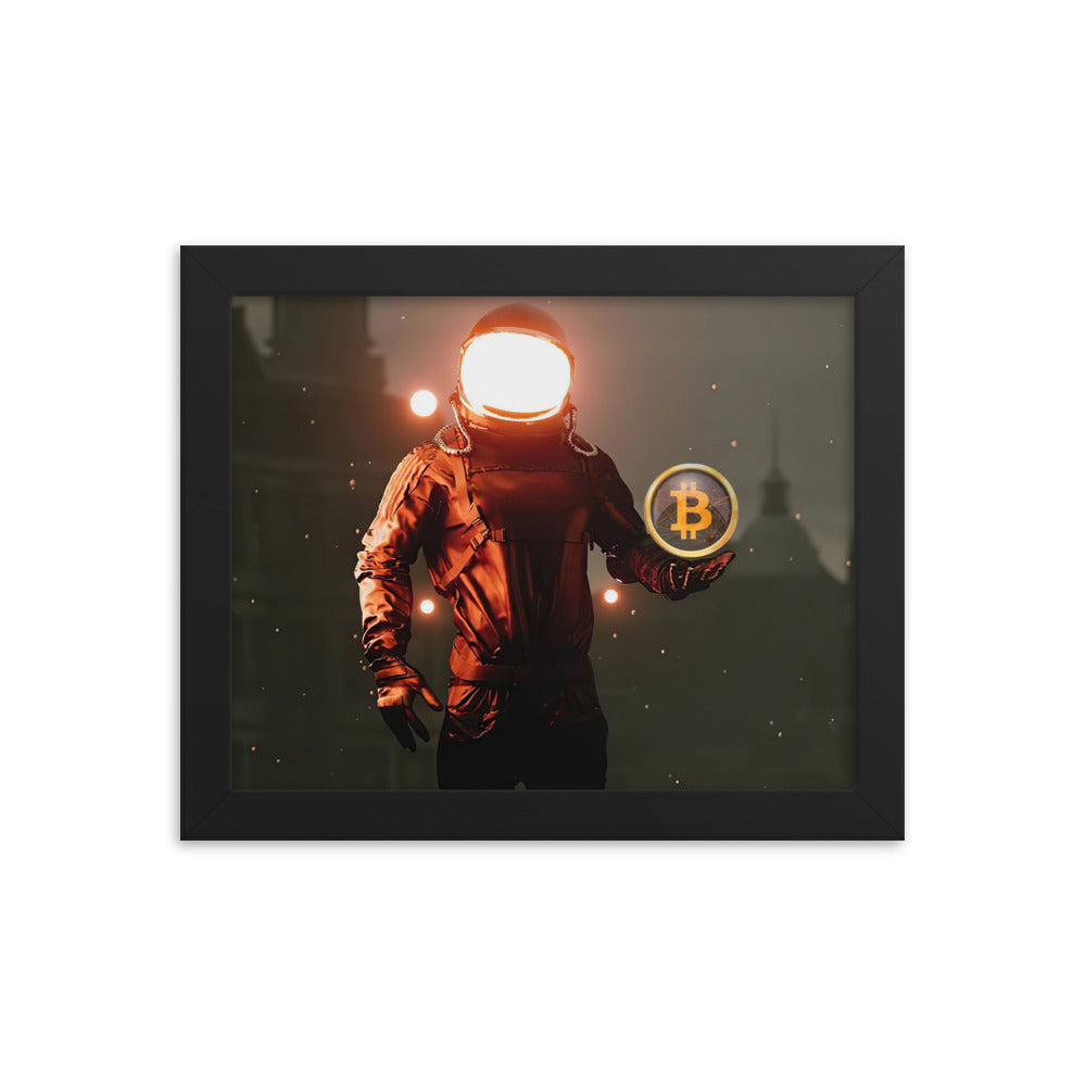 Red Bitcoin Astronaut Framed poster