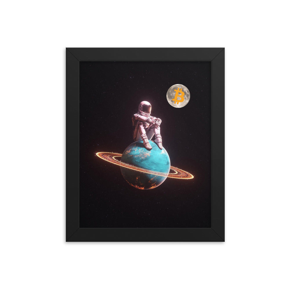 Bitcoin Astronaut on Saturn Framed Poster | By PhilanthroBit