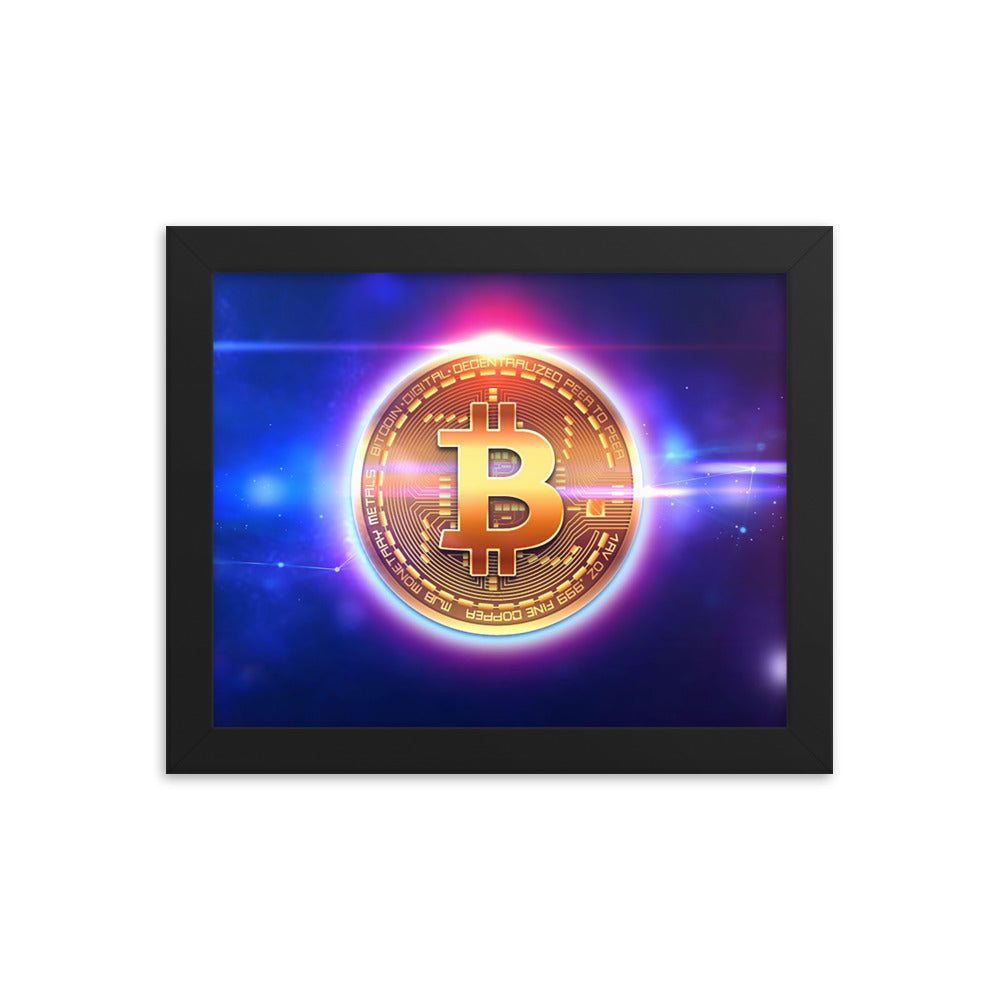 Neon Glow Bitcoin Framed poster