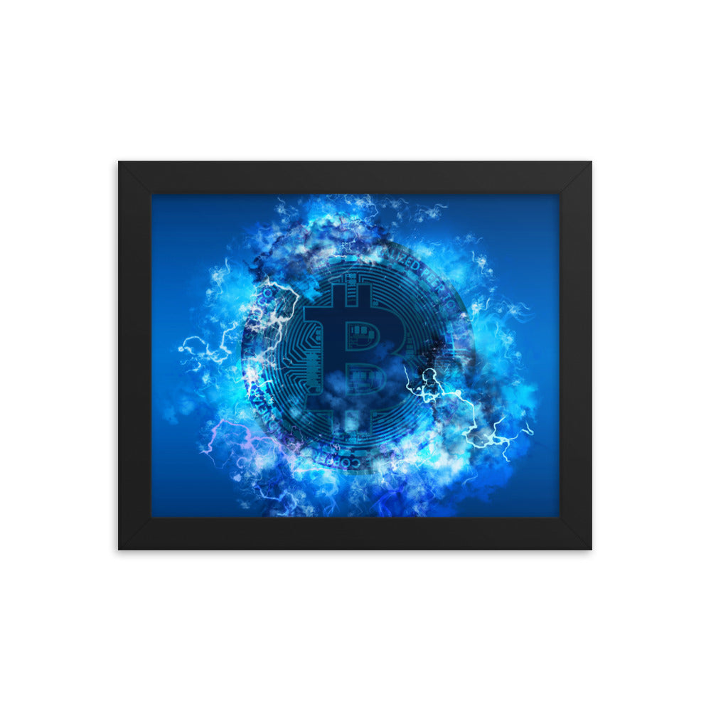 Blue Bitcoin Portal Framed poster