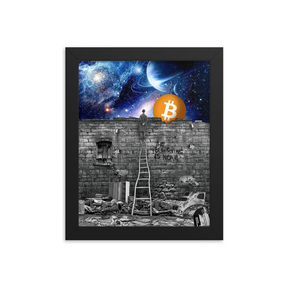 Believing in Bitcoin Framed poster, 8x10, by PhilanthroBit