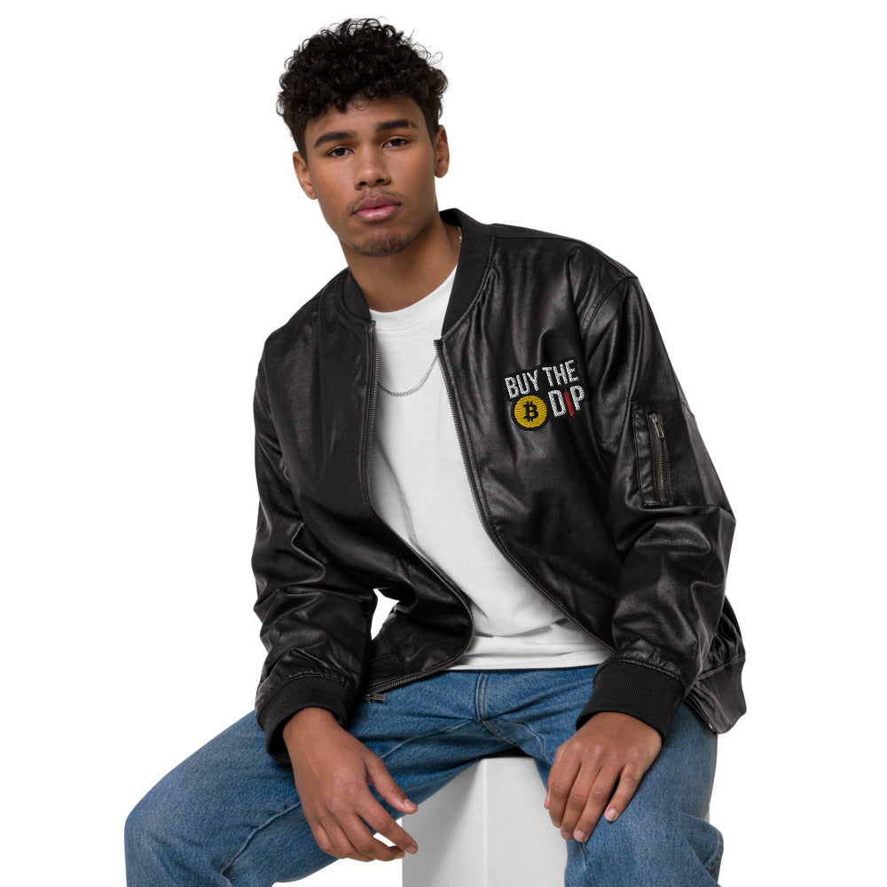 Buy the Dip Faux Leather Bomber Jacket