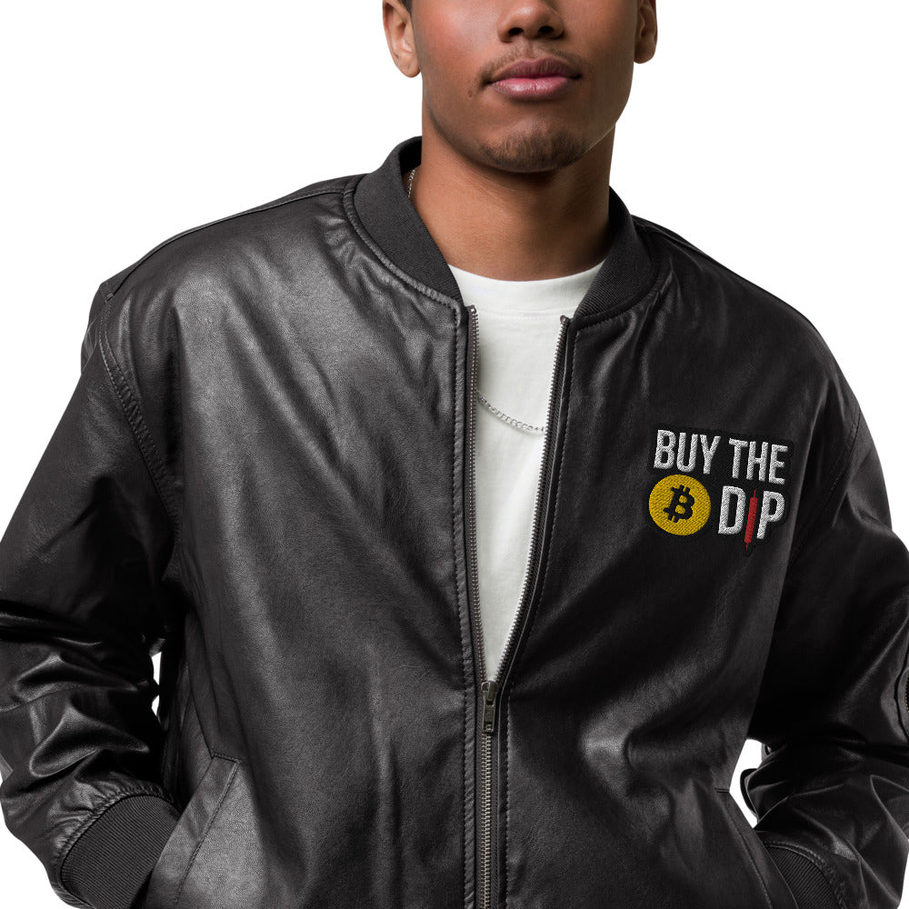 Buy the Dip Faux Leather Bomber Jacket