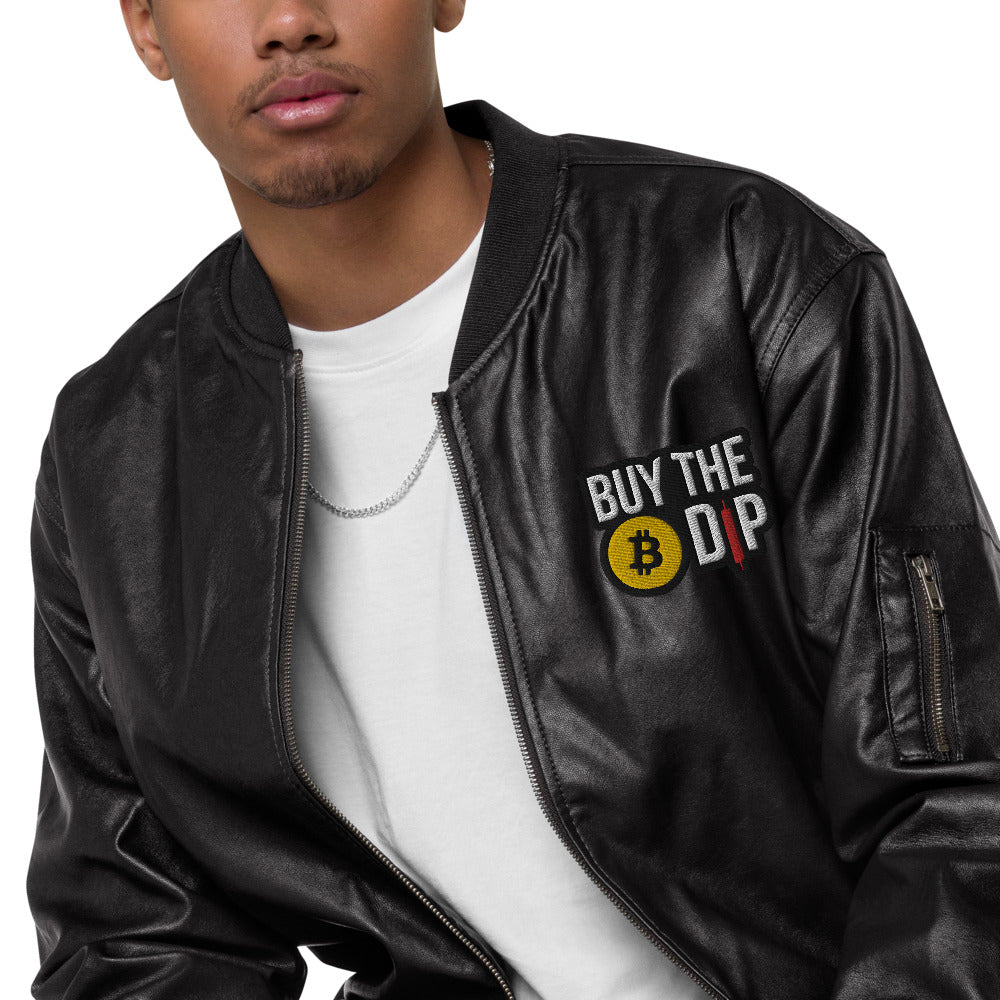 Buy the Dip Faux Leather Bomber Jacket