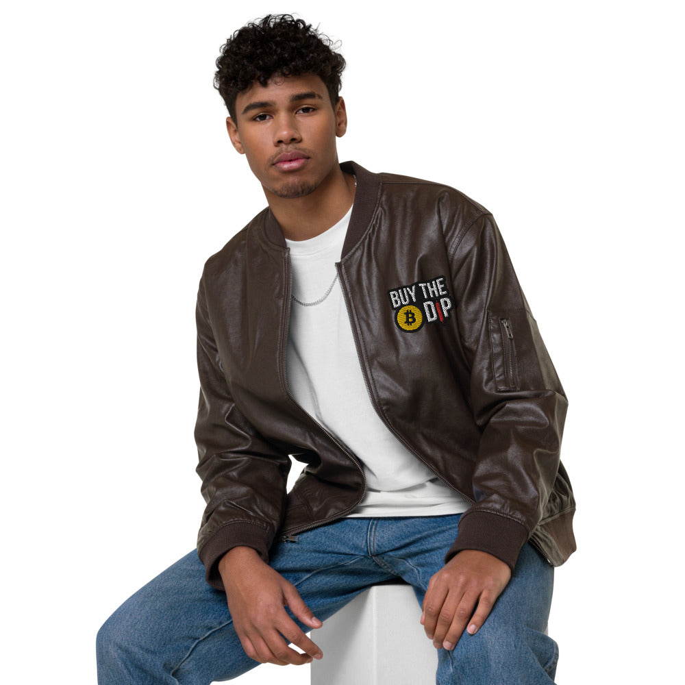 Buy the Dip Faux Leather Bomber Jacket