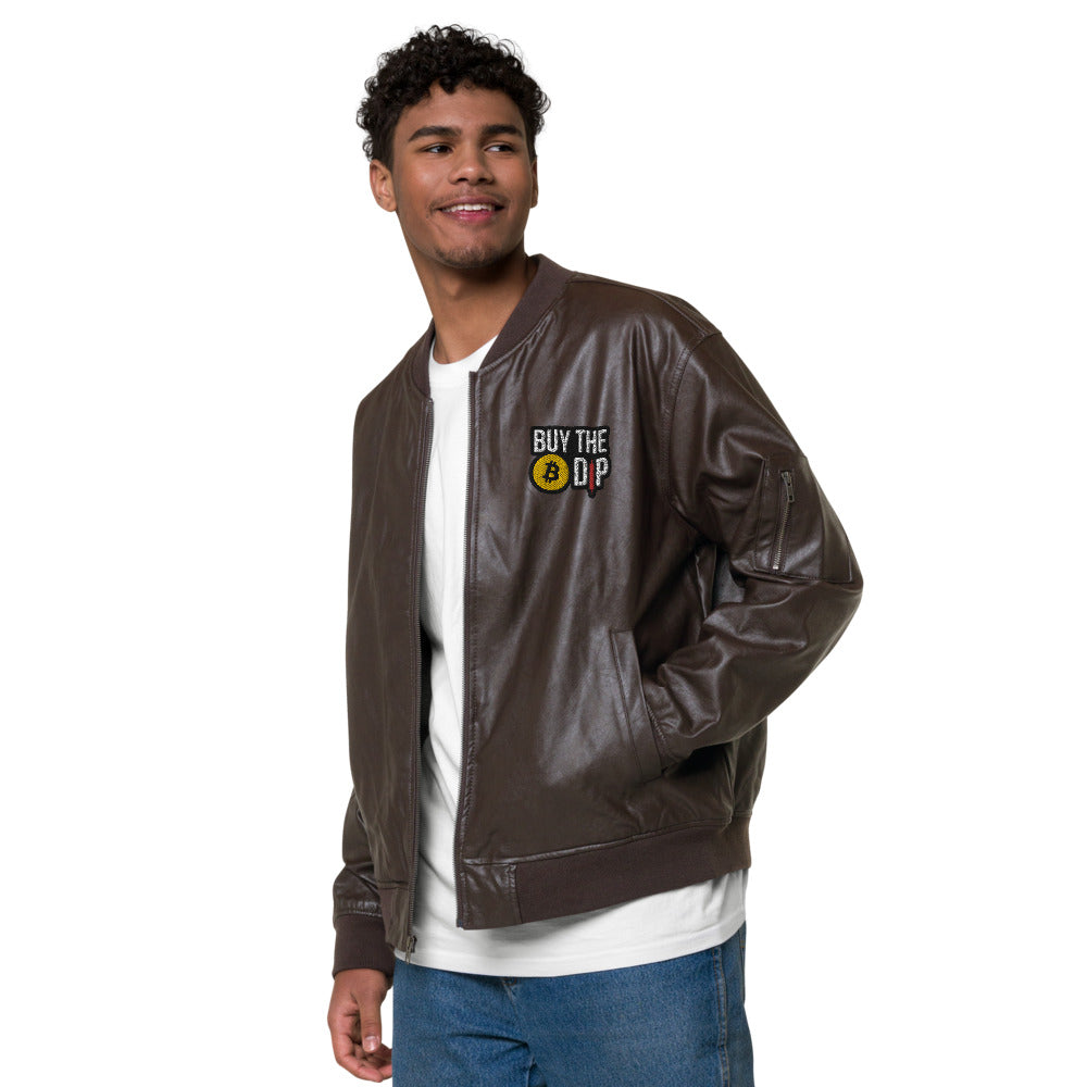 Buy the Dip Faux Leather Bomber Jacket