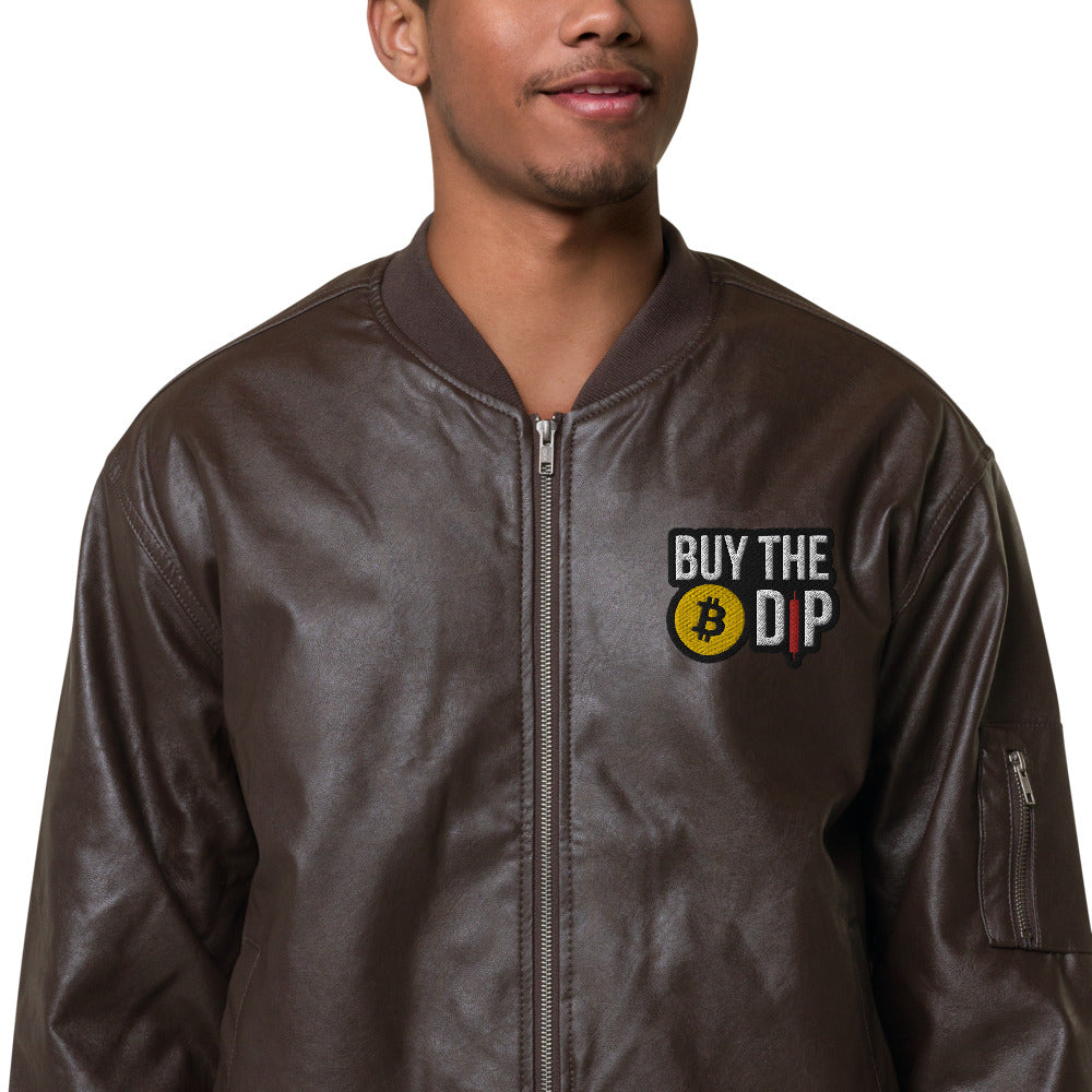 Buy the Dip Faux Leather Bomber Jacket