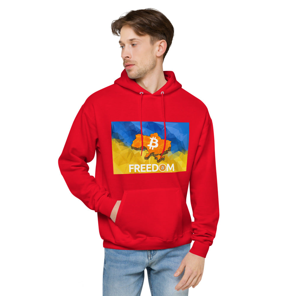 Ukraine Flag + Bitcoin Freedom Unisex fleece hoodie