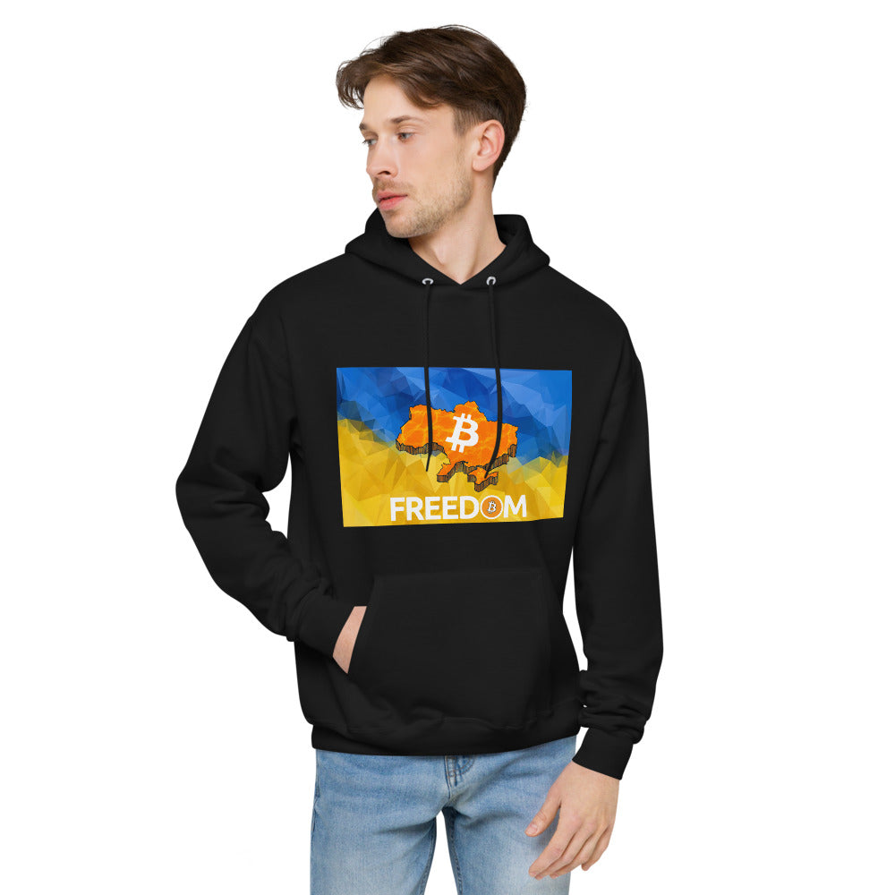 Ukraine Flag + Bitcoin Freedom Unisex fleece hoodie