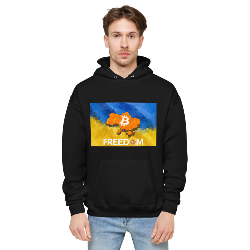 Ukraine Flag + Bitcoin Freedom Unisex fleece hoodie